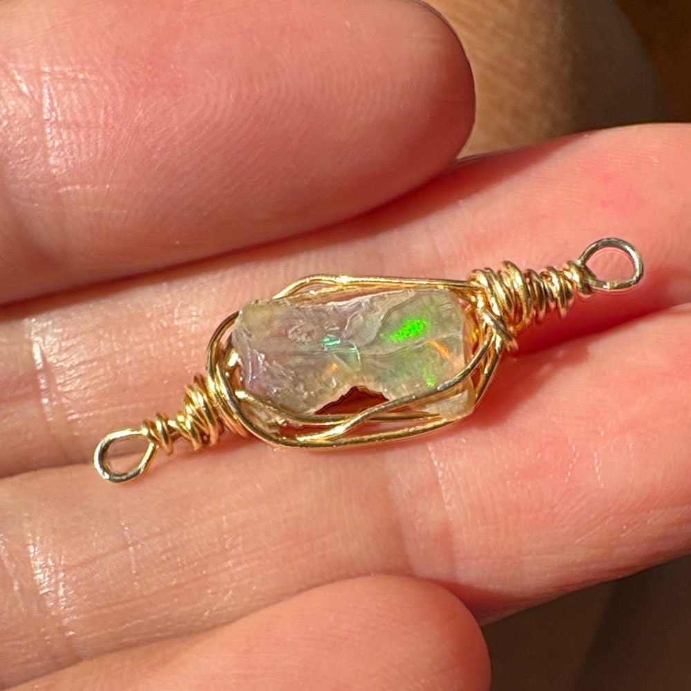 Ethiopian Opal Wire Wrapped Pendant